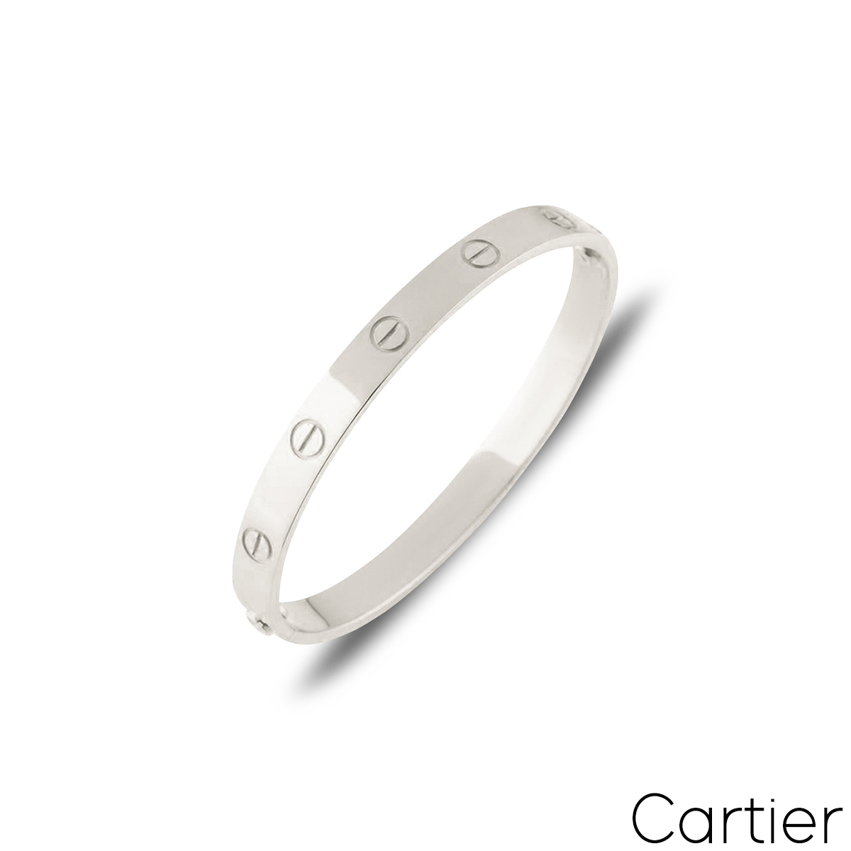 Cartier White Gold Plain Love Bracelet Size 16 B6035416